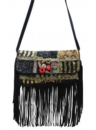 Black fringed clutch